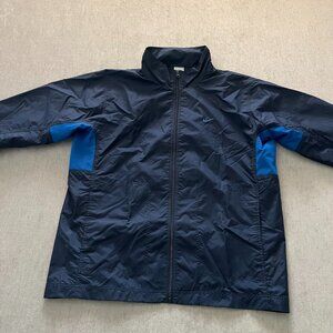 Nike Full Zip Track Jacket Men L Navy Blue Windbreaker Nylon Gym Active Run NEW